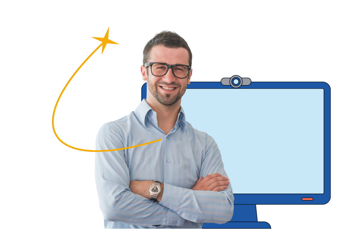 abstract man with computer